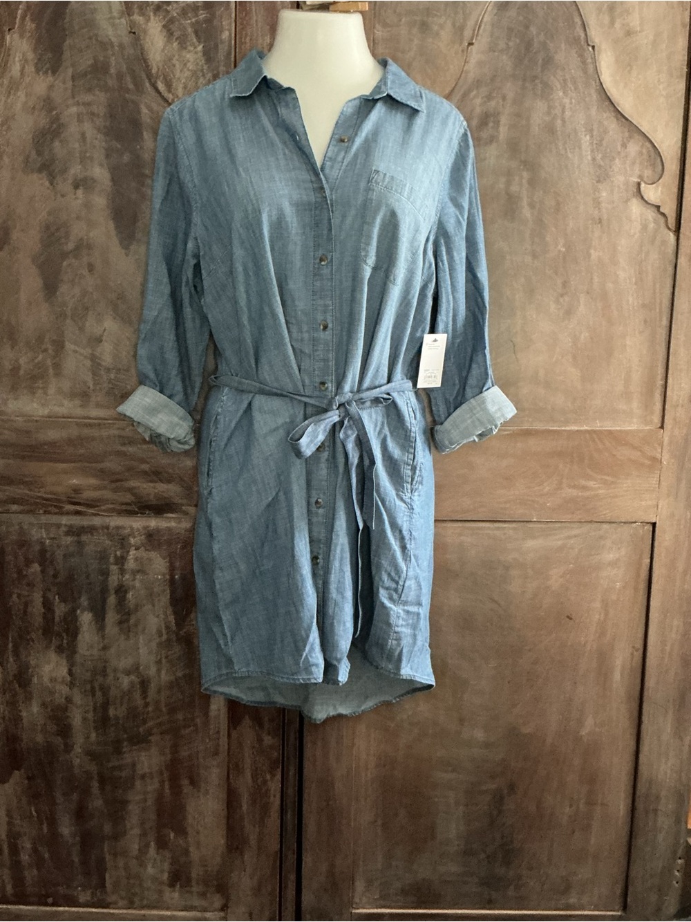 NEW!  Sonoma Light Blue Chambray Button-Front Shirtdress
